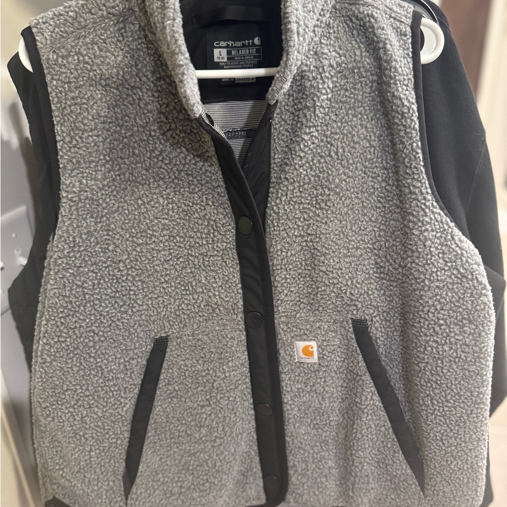 Carhartt Gray Fleece Vest with Black Trim